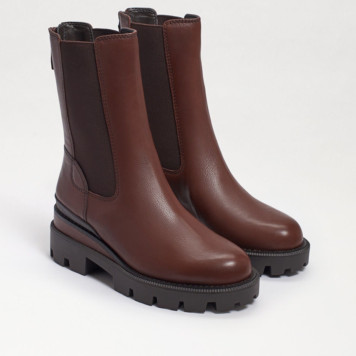 Sam Edelman Genia Lug Sole Chelsea Boot Dark Brown Leather 0HEFN
