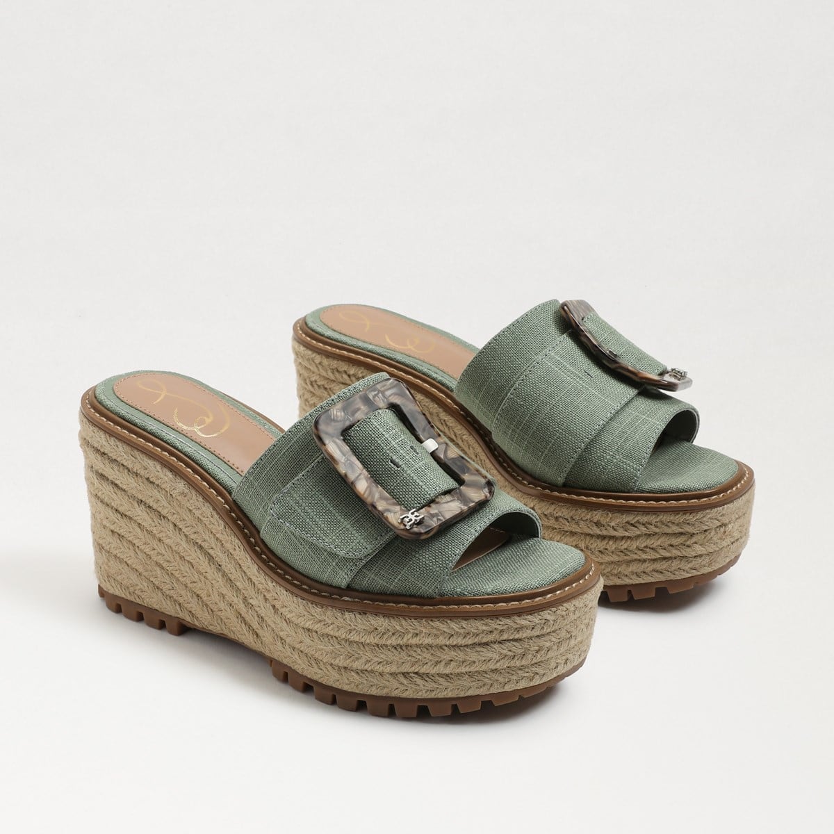 Sam Edelman Livi Espadrille Wedge Sandal Soft Jade Linen 1kkE2lt