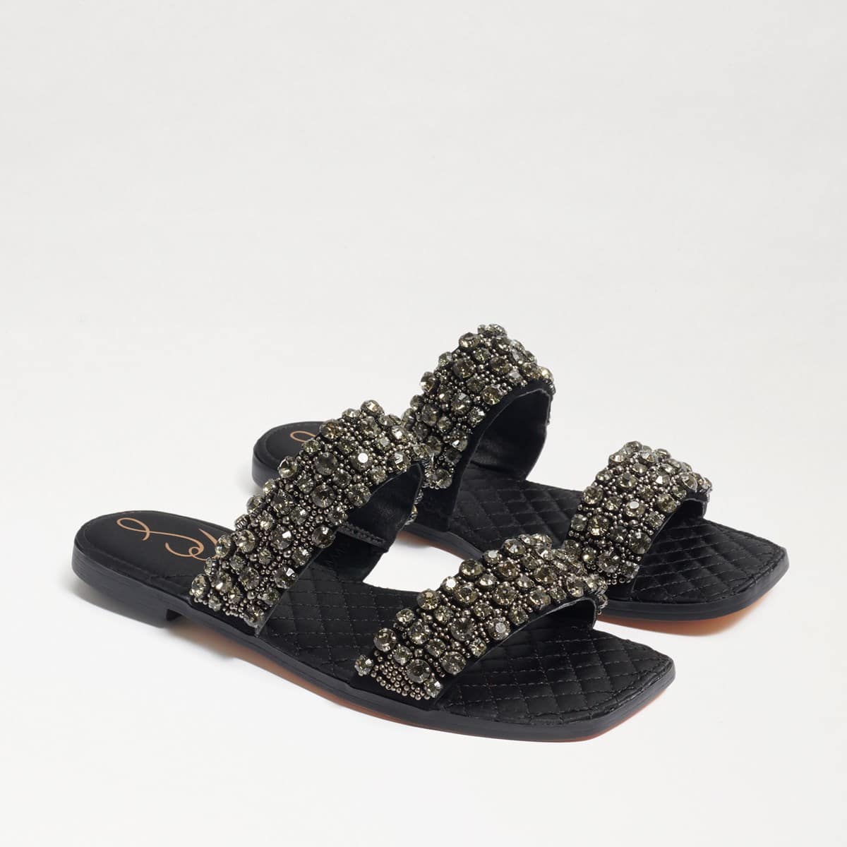 Sam Edelman Ezel Embellished Slide Sandal Black Suede 2DT68EKt