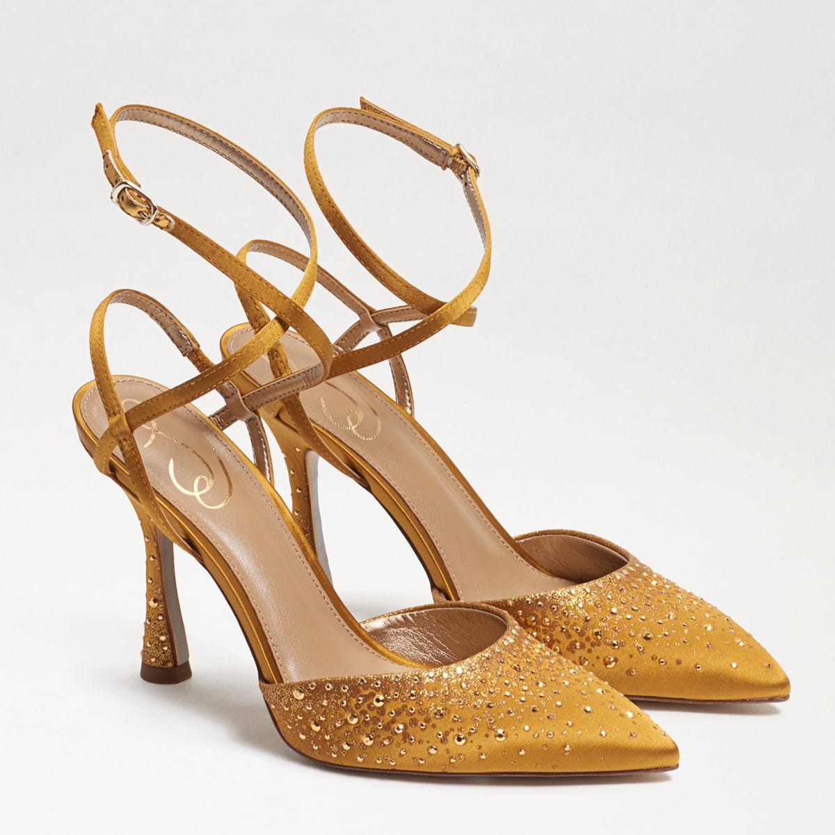 Sam Edelman Hardy Ankle Strap Pointed Toe Pump Golden Yellow Sat