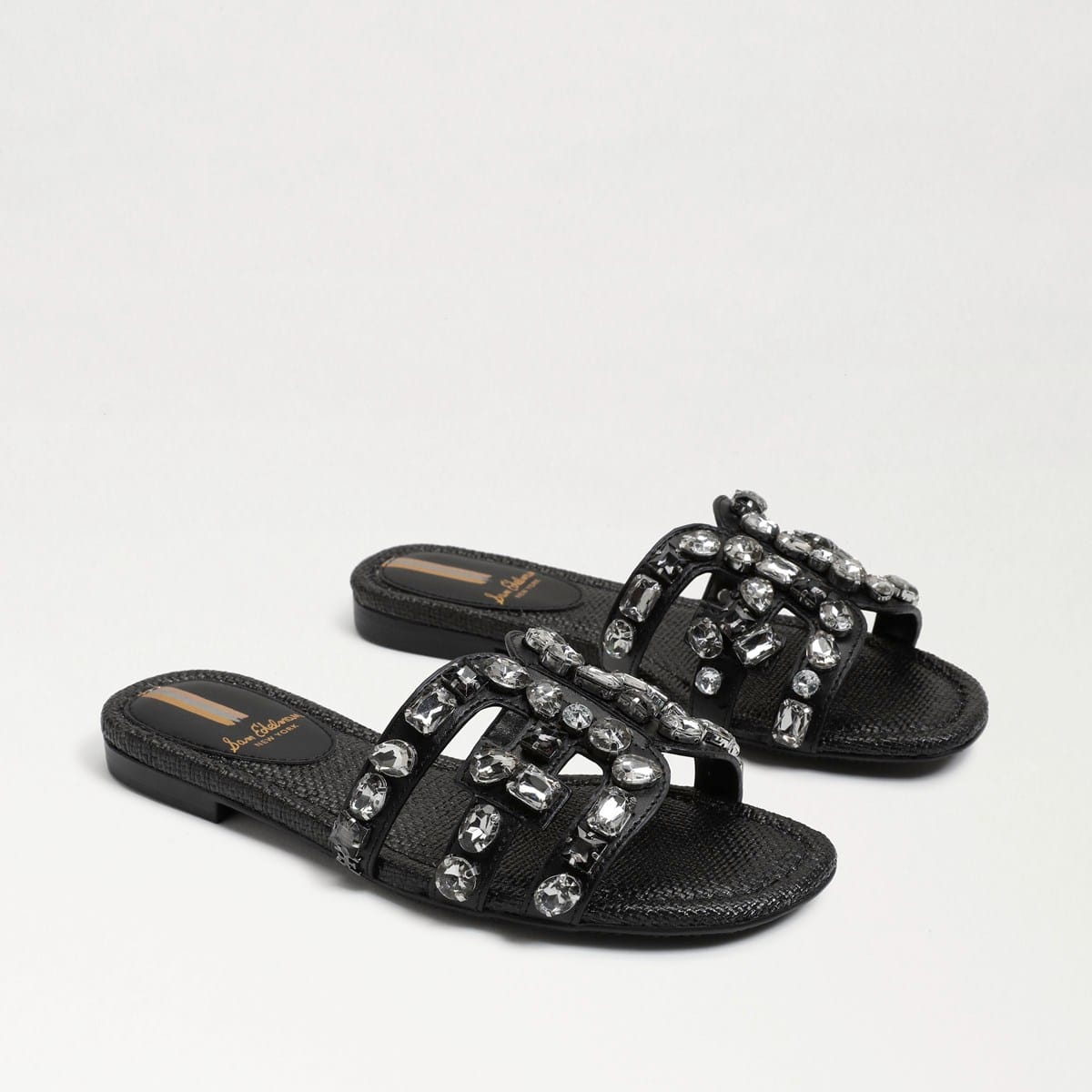 Sam Edelman Bay Embellished Slide Sandal Black Leather 99z0Tsyz