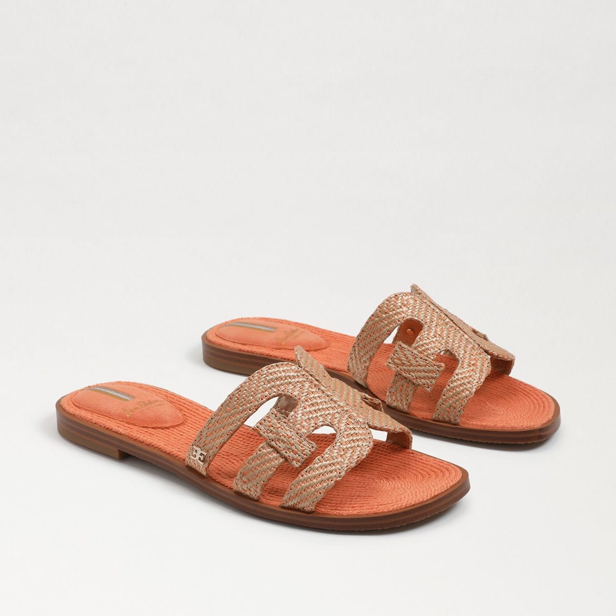 Sam Edelman Bay Raffia Slide Sandal Natural/Sunset Orange BP5c2T
