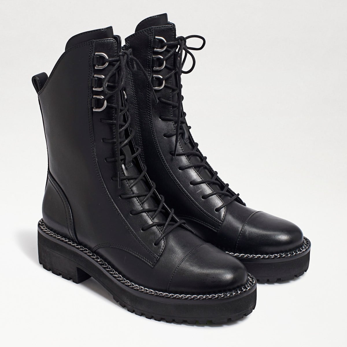 Sam Edelman Lenley Combat Boot Black Leather CIgCEfEl