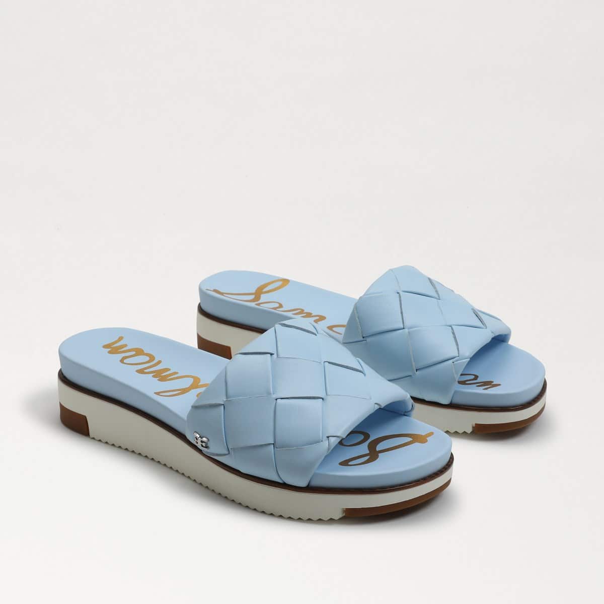 Sam Edelman Adaley Woven Slide Sandal Riviera Blue Leather KKf0s