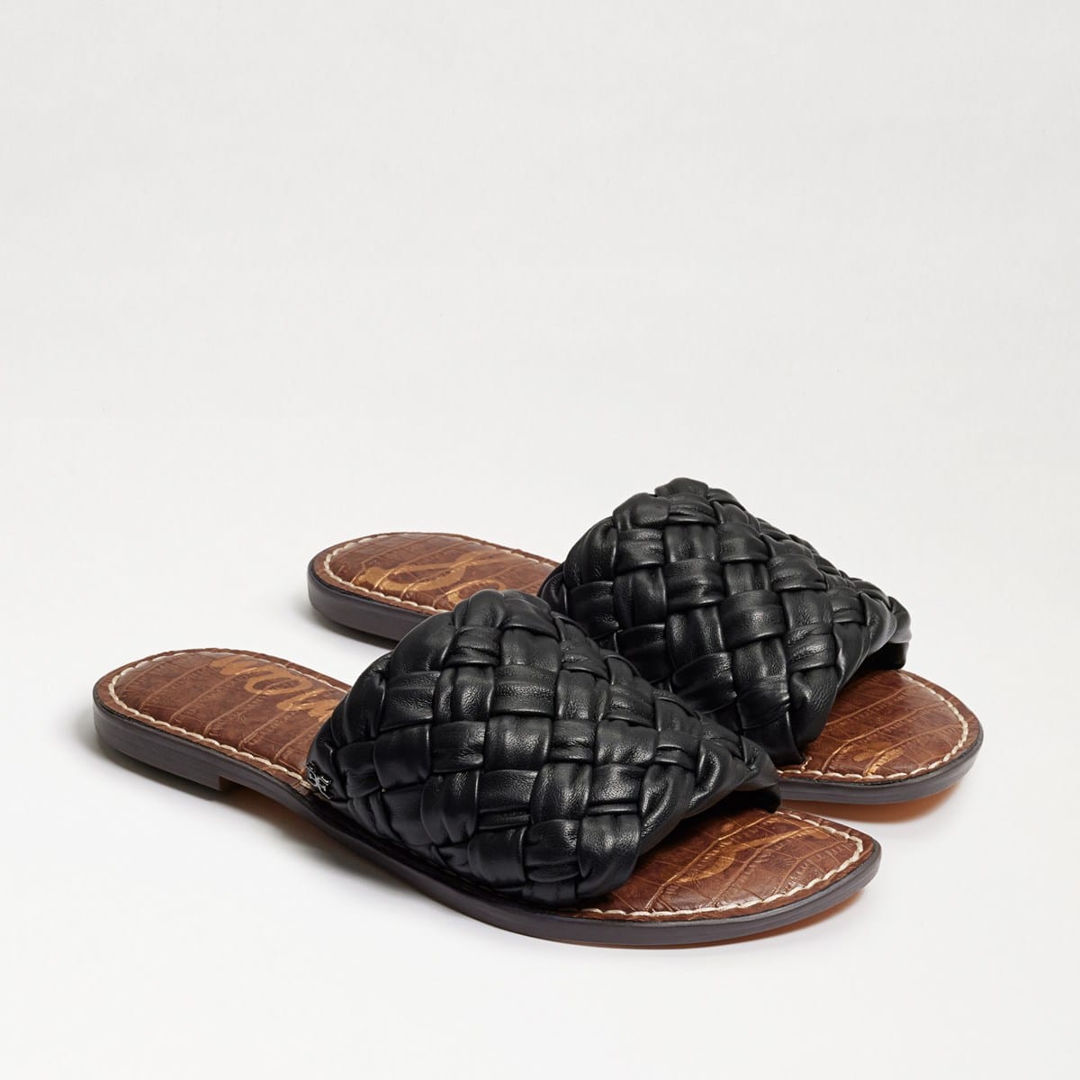 Sam Edelman Griffin Woven Slide Sandal Black Leather SxgXryM2