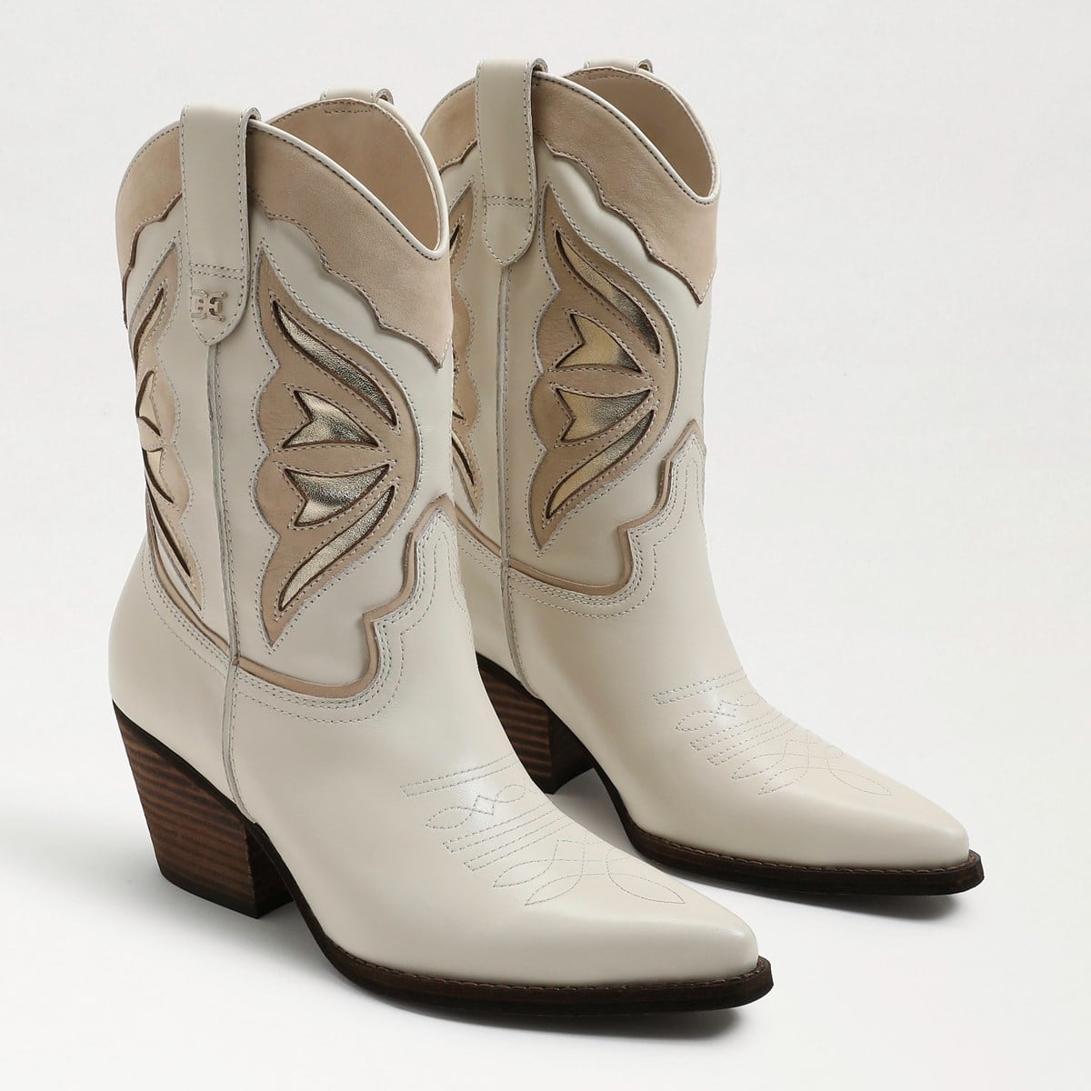 Sam Edelman Wynne Western Boot Modern Ivory Leather UNUOvtx7