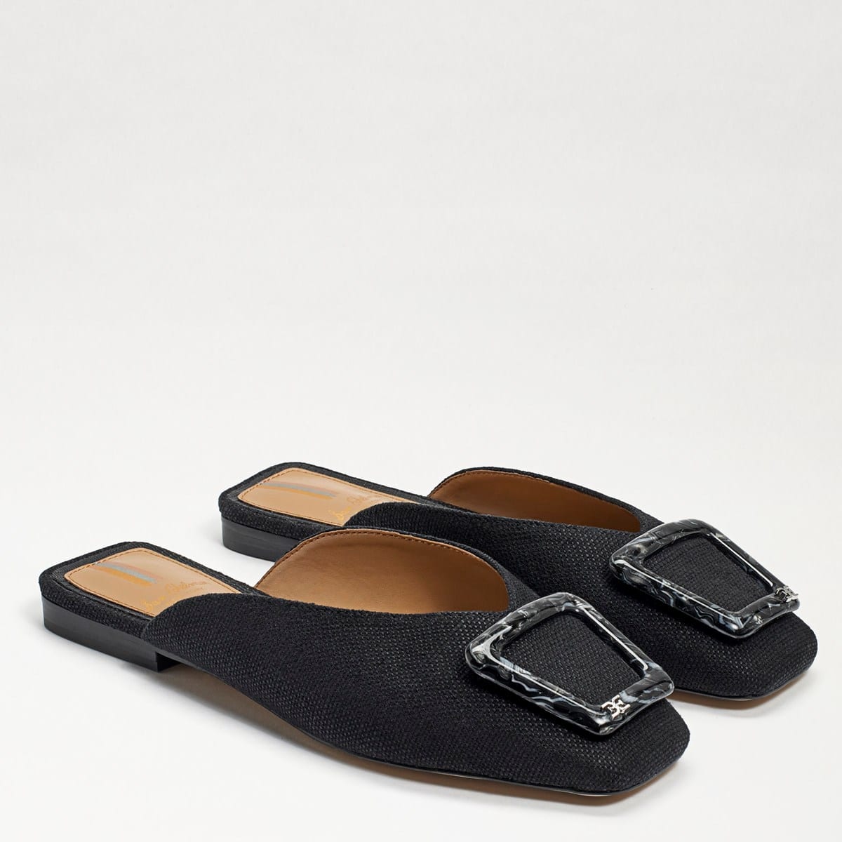 Sam Edelman Lavina Buckle Mule Black Linen WC4OlSaG