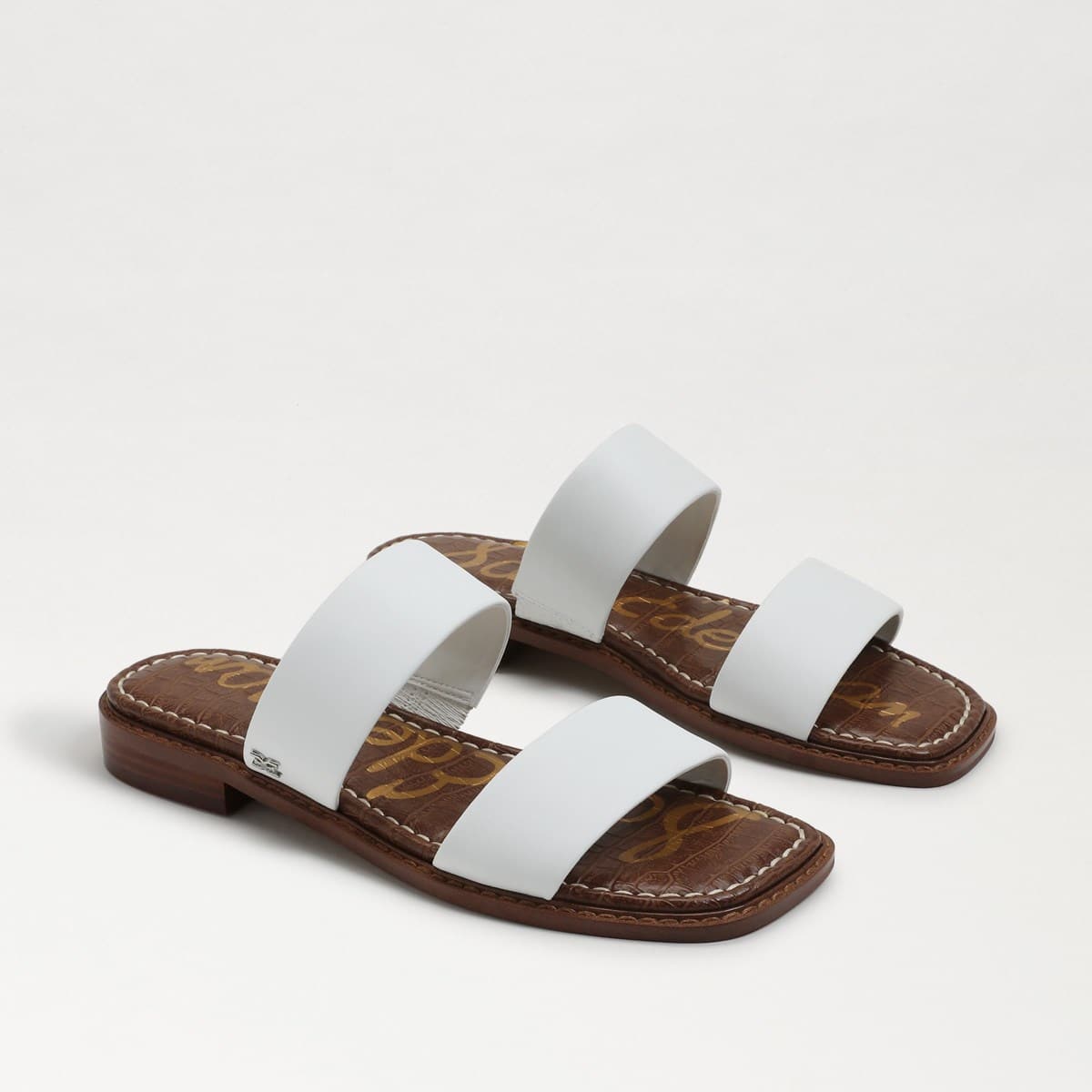 Sam Edelman Haydee Stitch Slide Sandal White Leather XI9HAOmj