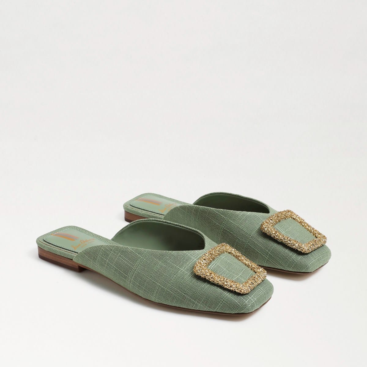 Sam Edelman Lavina Buckle Mule Soft Jade Linen ZebE9Nqb