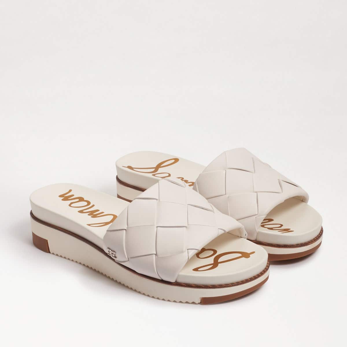 Sam Edelman Adaley Woven Slide Sandal Bright White Leather lohAh