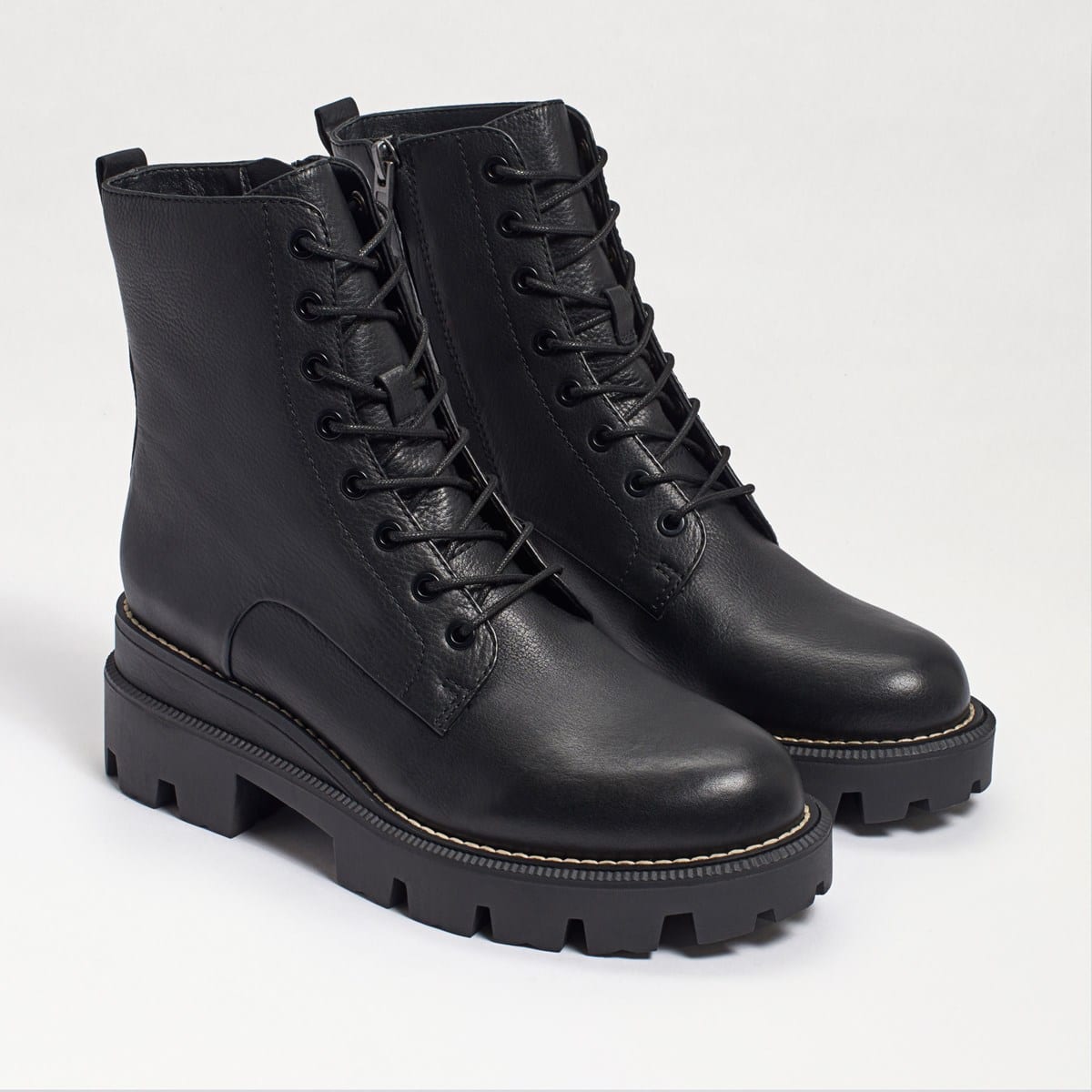 Sam Edelman Garret Combat Platform Boot Black Leather txta5JHd