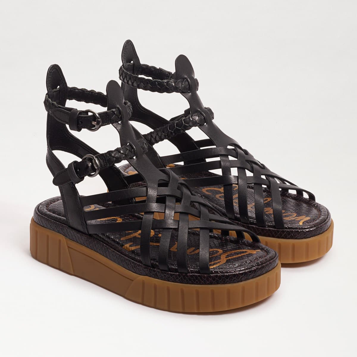 Sam Edelman Geana Platform Gladiator Sandal Black Leather uOMvE7